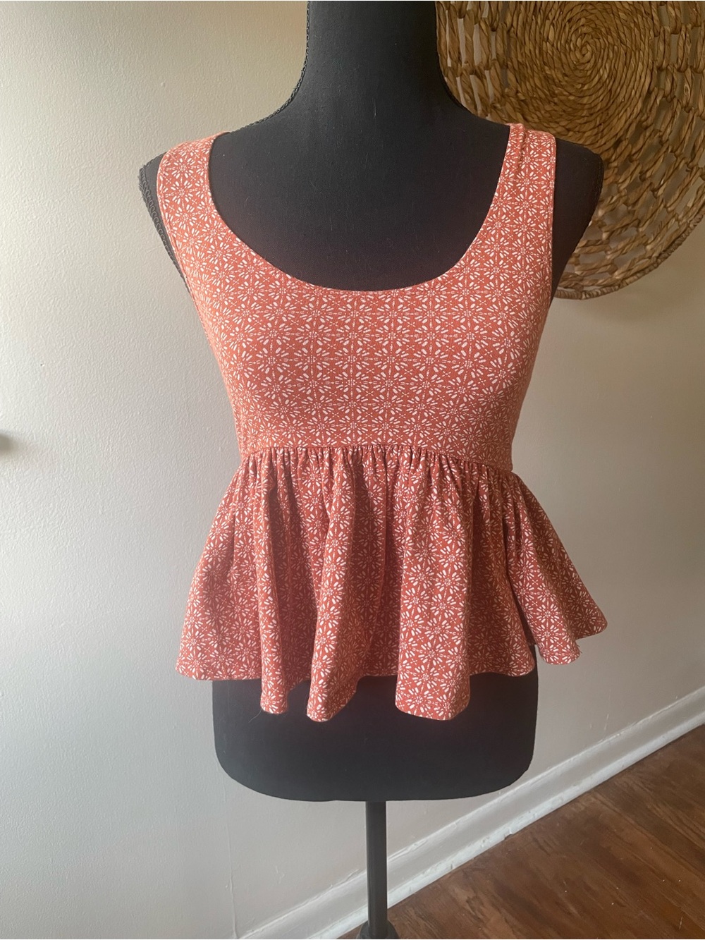 Forever 21 Rust Floral Peplum Tank Top